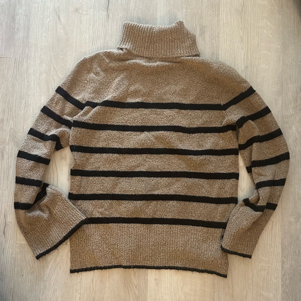 Altar'd State Brown and Black Striped Turtleneck Sweater